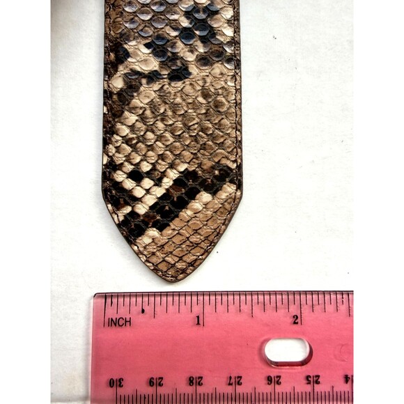 Express Faux Snakeskin Womens Belt Beige Brown Size Small S Brass Buckle 26-32" - Picture 11 of 13